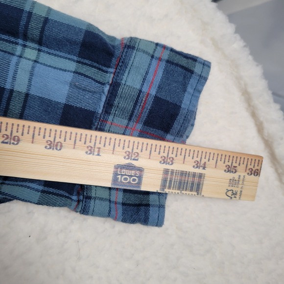 Duluth Trading Co Flannel Shirt Mens 3XL Tall Blue Plaid Relaxed Fit 3237-97 - Picture 11 of 12
